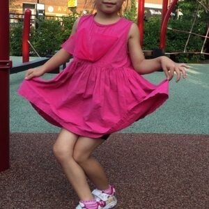 Fuchsia Pink Toddler Little Girls Sleeveless Fit & Flare Gray shift Dress